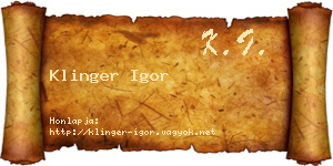 Klinger Igor névjegykártya
